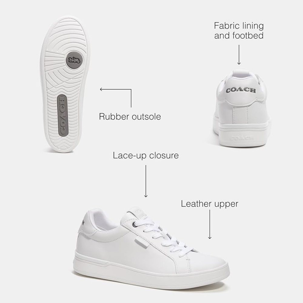 Coach Lowline‎ Leather Sneakers White Women’s Size 5B - Picture 15 of 16